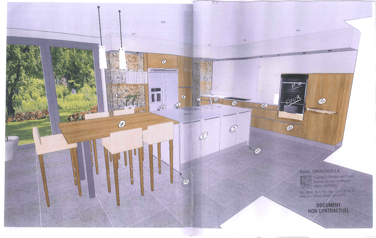 Vue 3D d'une cuisine aménagée scandinave 49